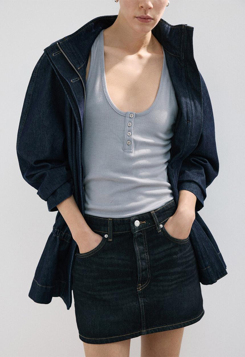 MANGO - Skirt madior - open blue