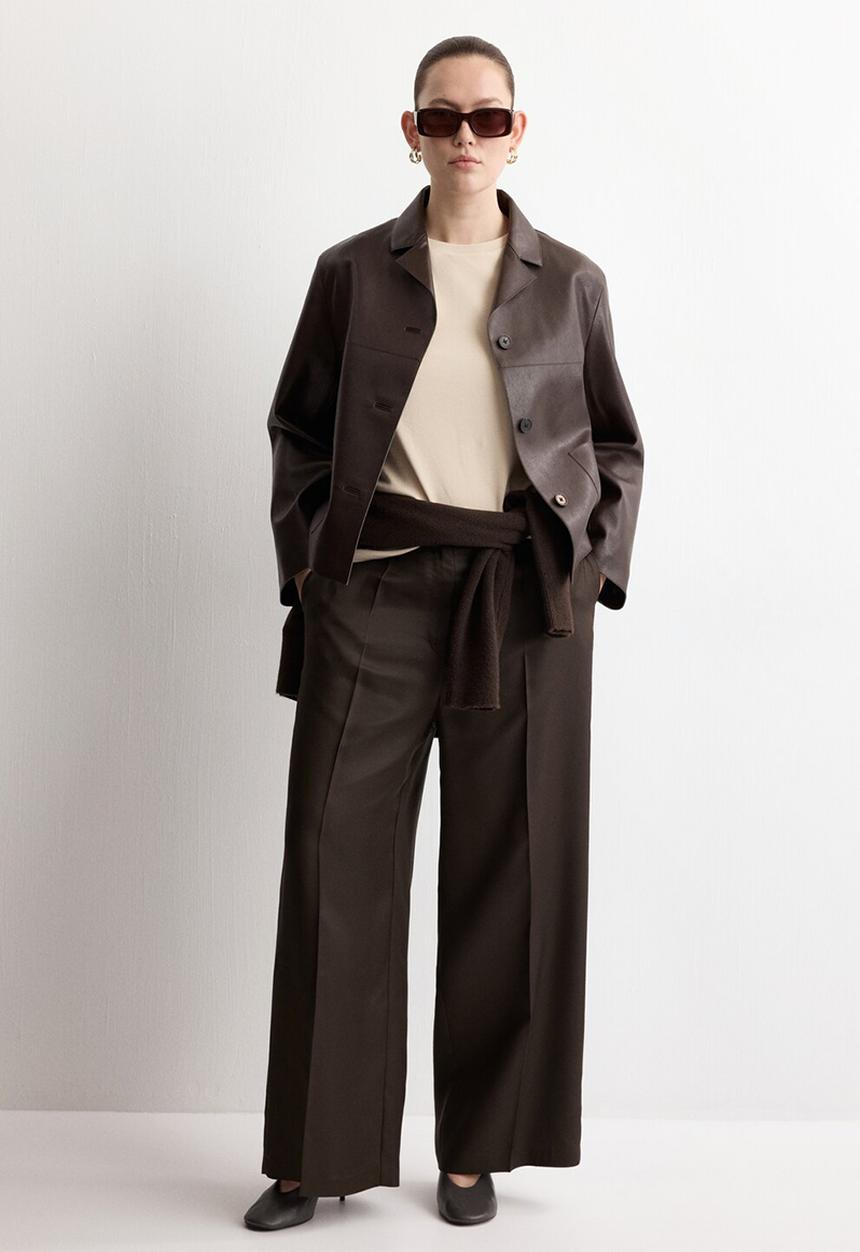 MANGO - Trousers fluid - dark brown