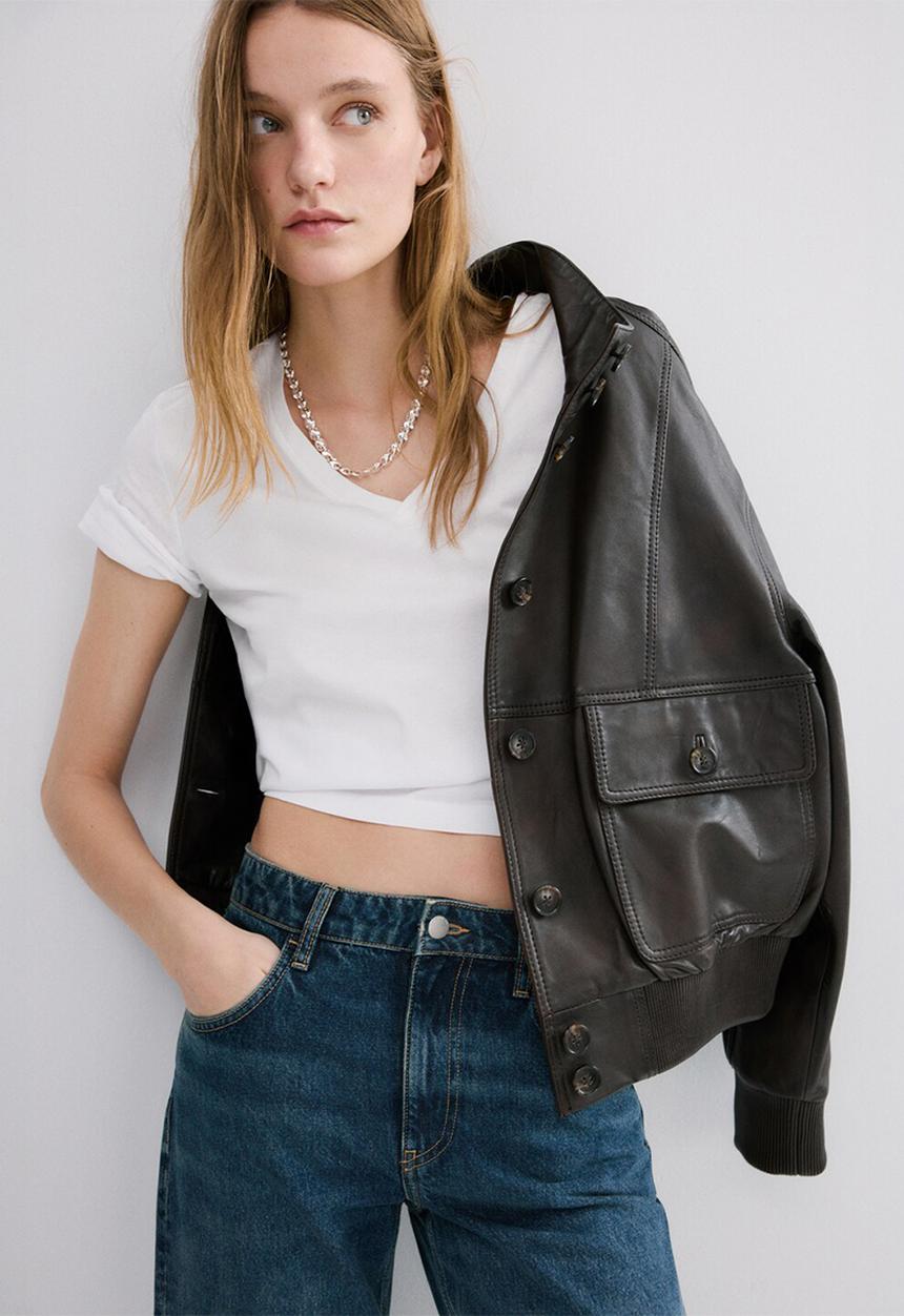 MANGO - T-shirt chalspi - white