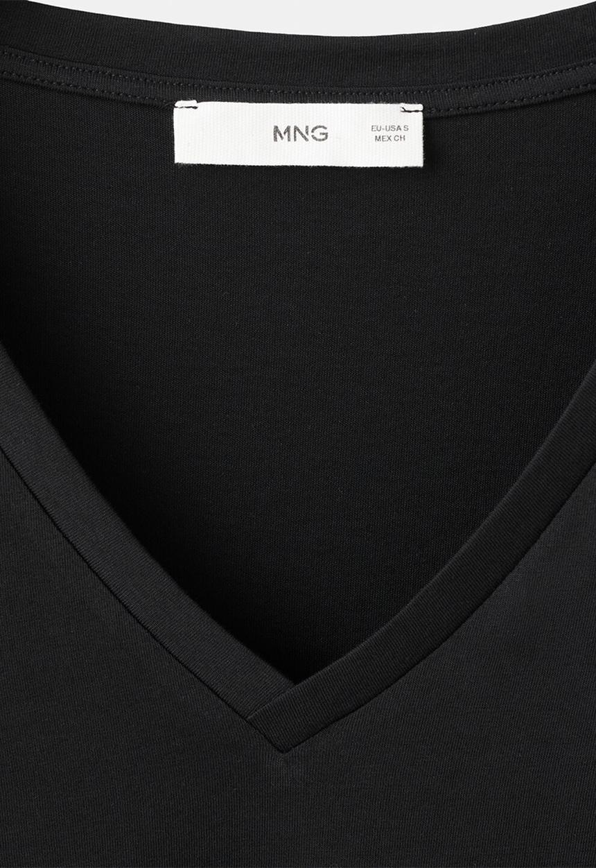 MANGO - T-shirt chalspi- black