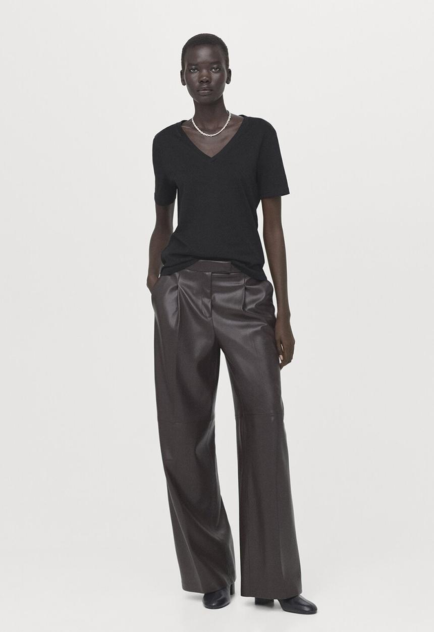 MANGO - T-shirt chalspi- black