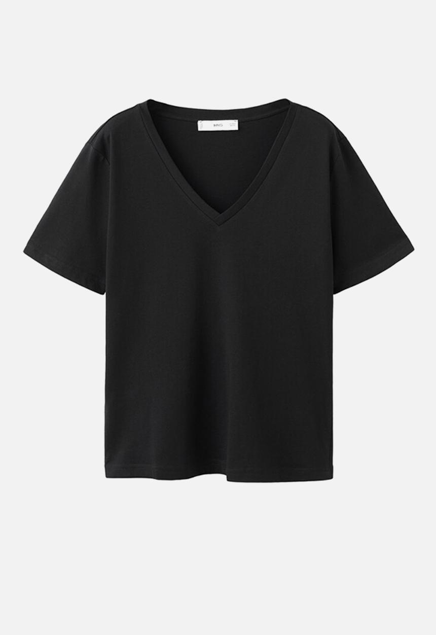 MANGO - T-shirt chalspi- black