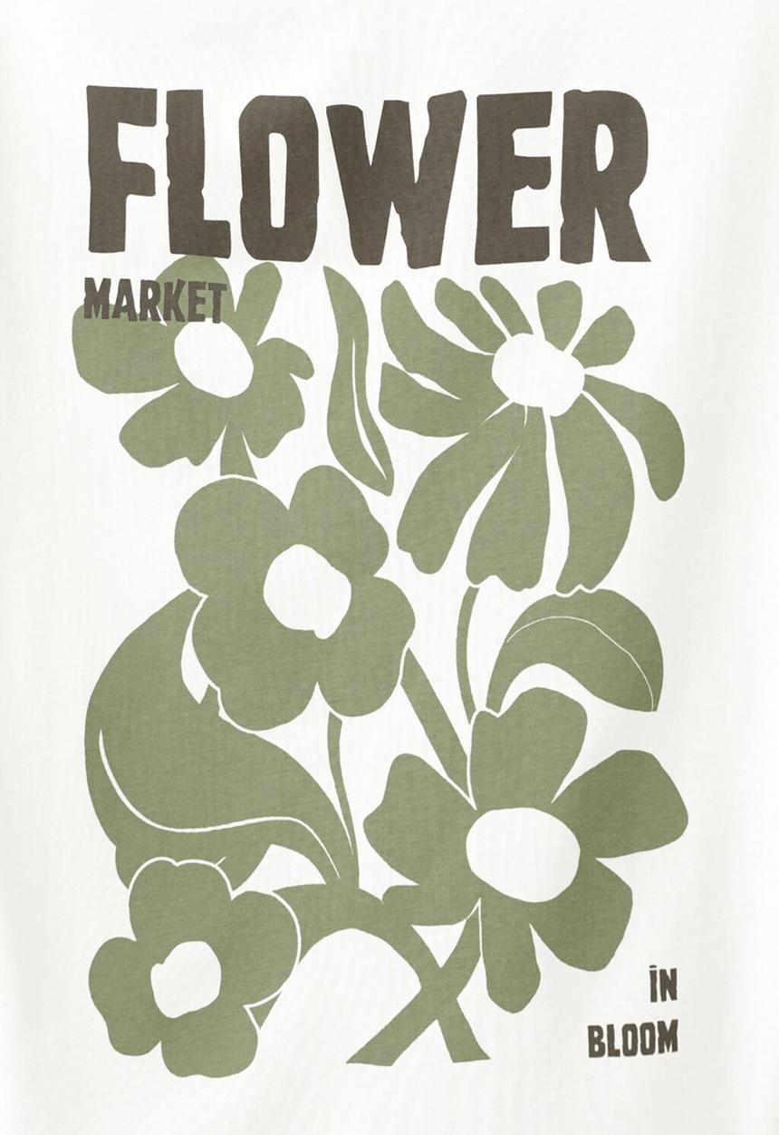 MANGO - T-shirt ilustra - beige/khaki