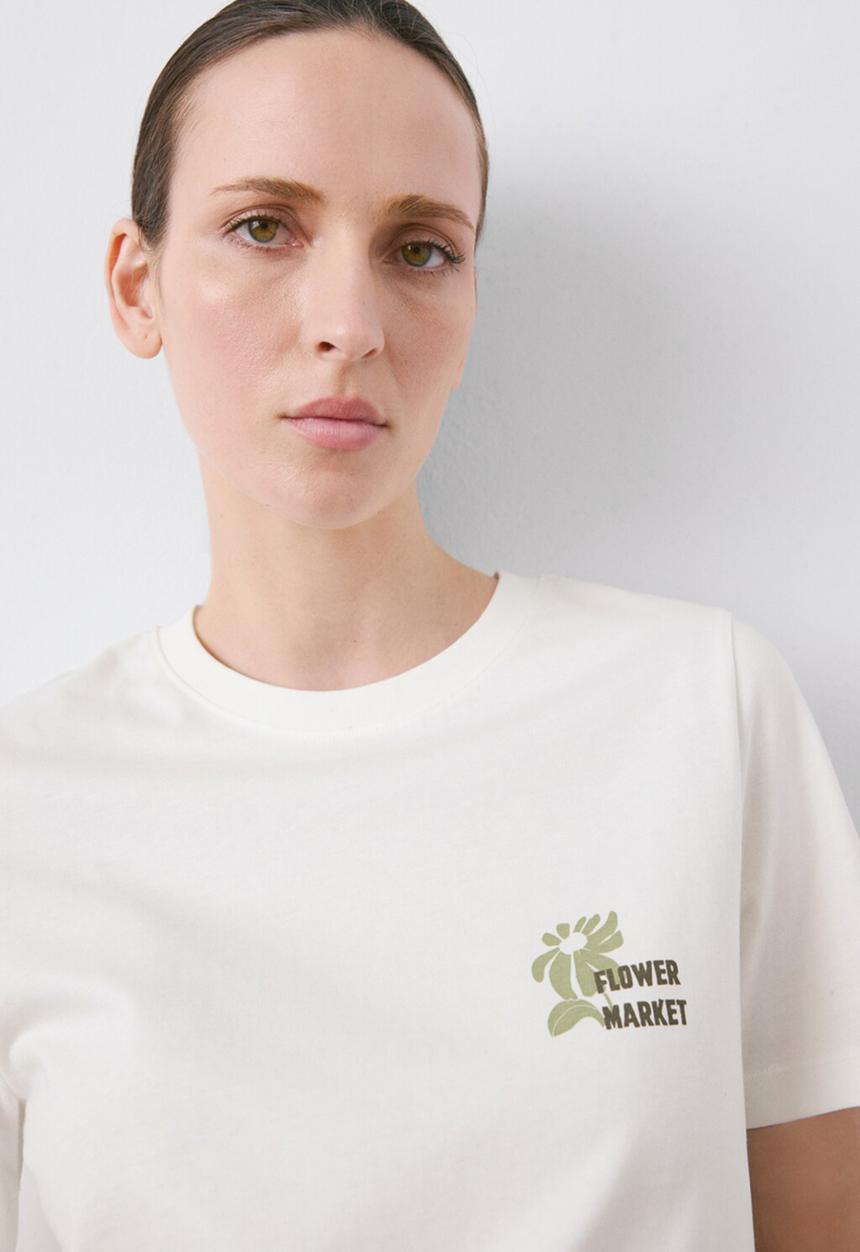 MANGO - T-shirt ilustra - beige/khaki