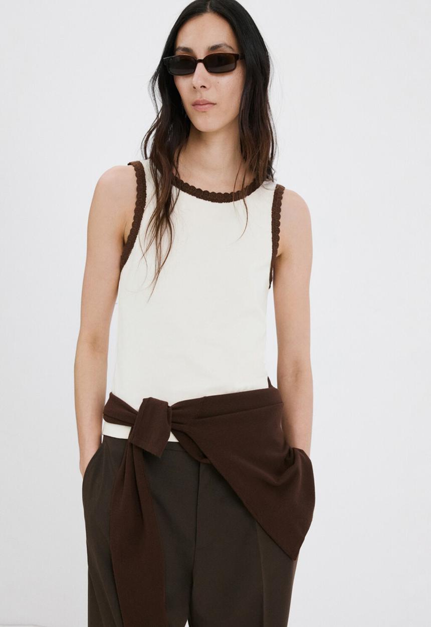MANGO - Top lota - light beige