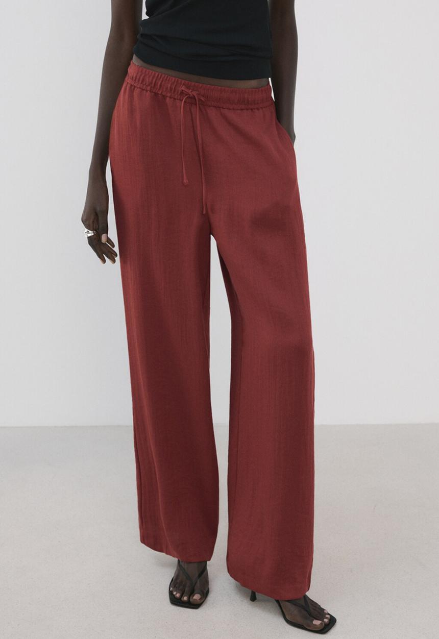 MANGO - Trousers salvia - red