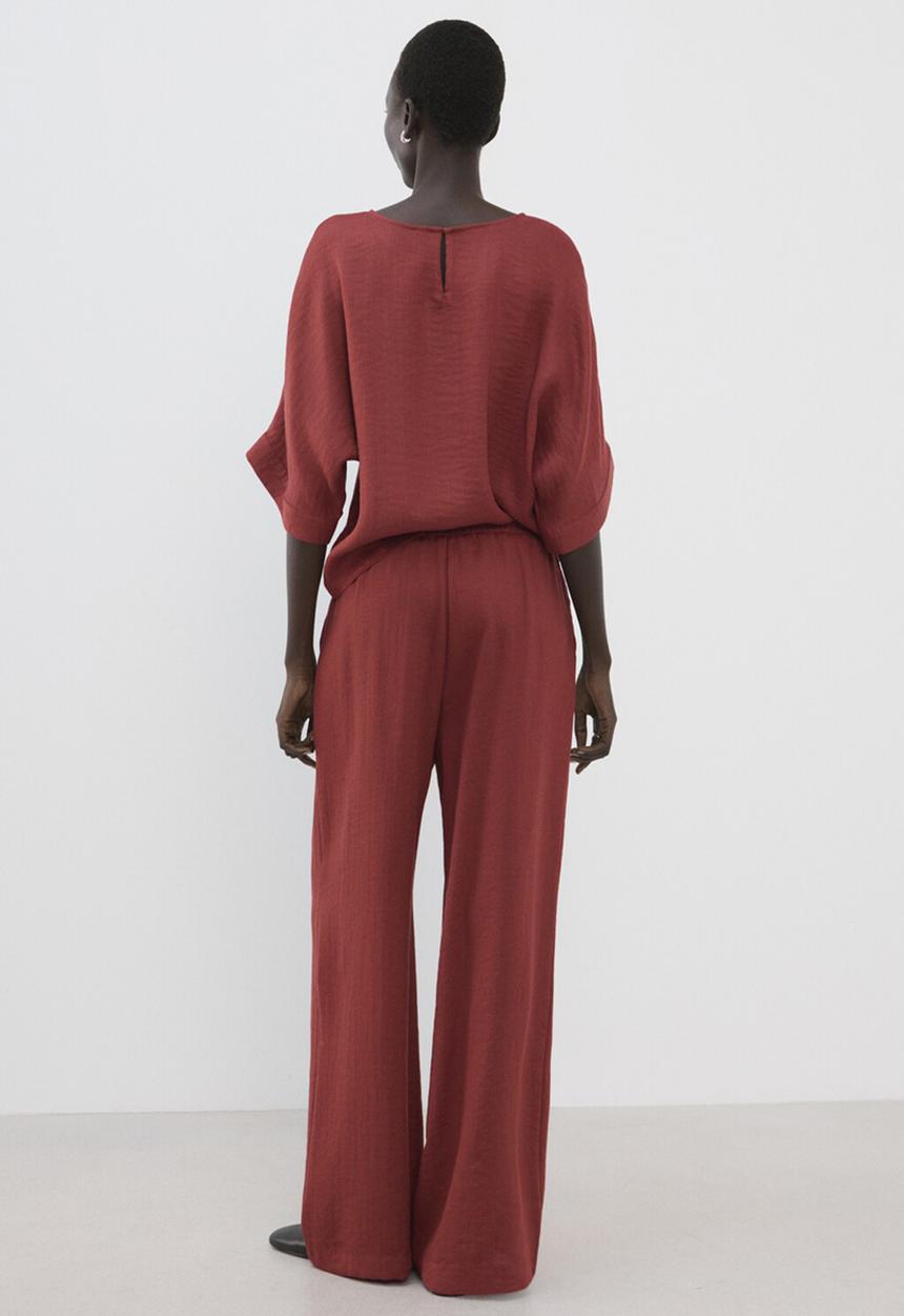 MANGO - Trousers salvia - red