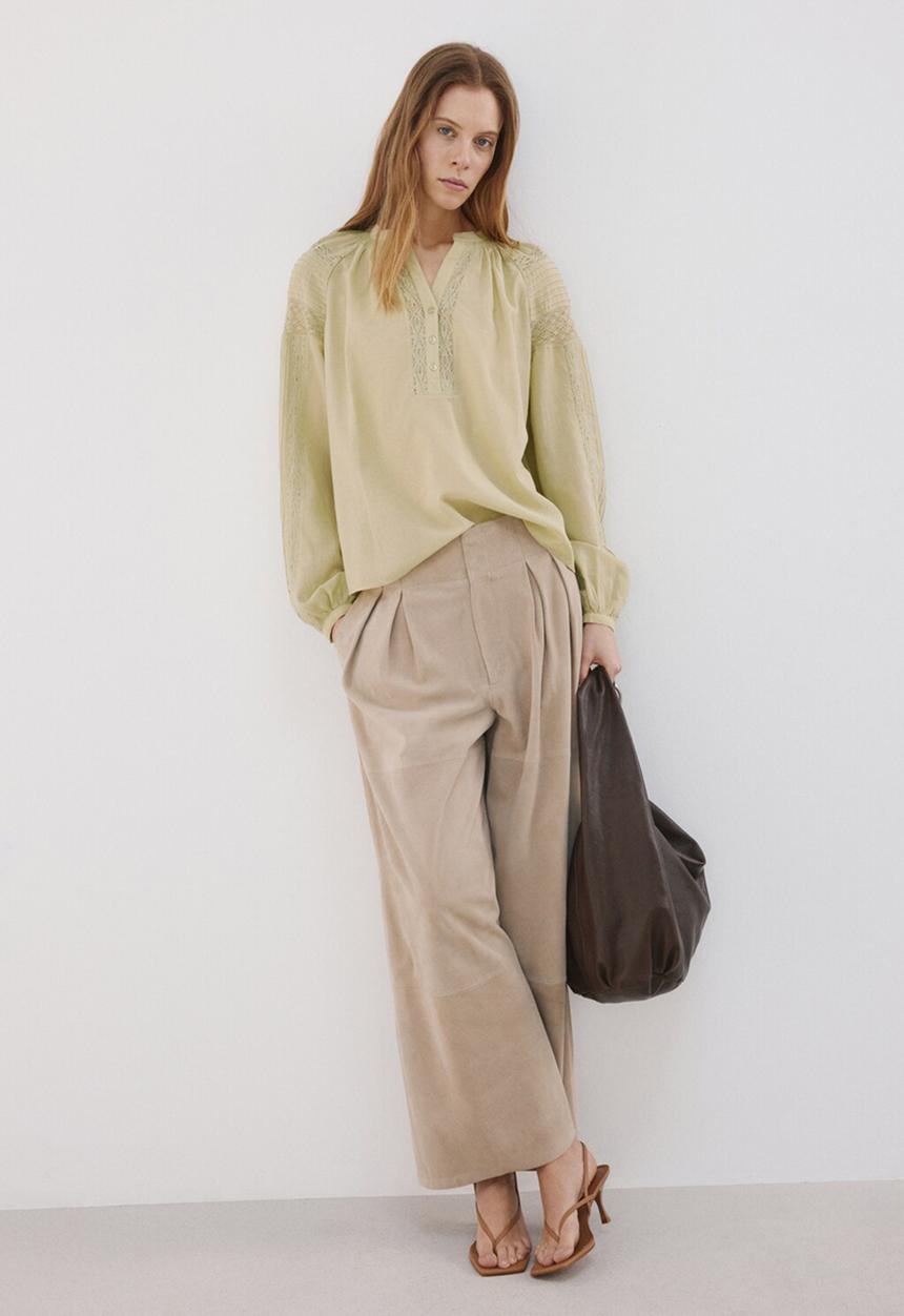 MANGO - Blouse meia - green