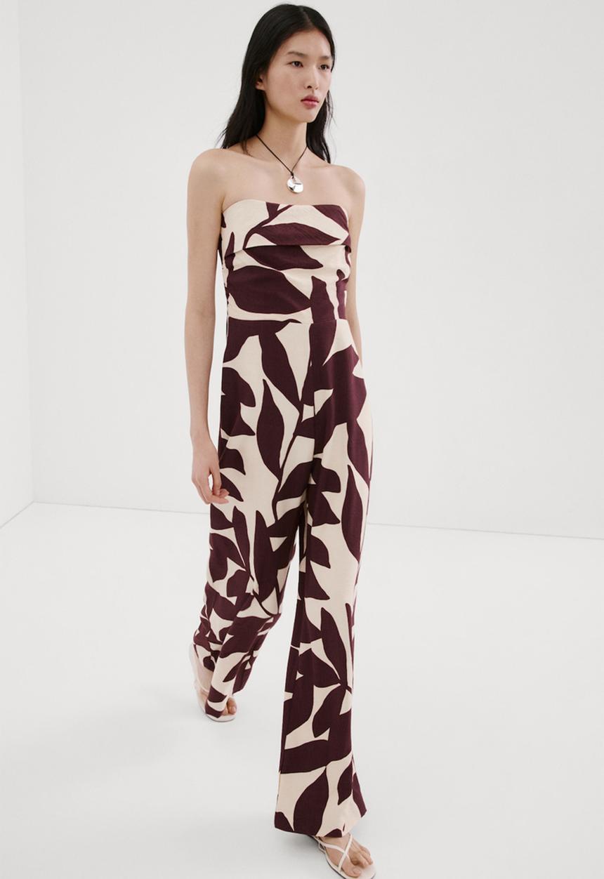 MANGO - Jumpsuit plumas - light beige