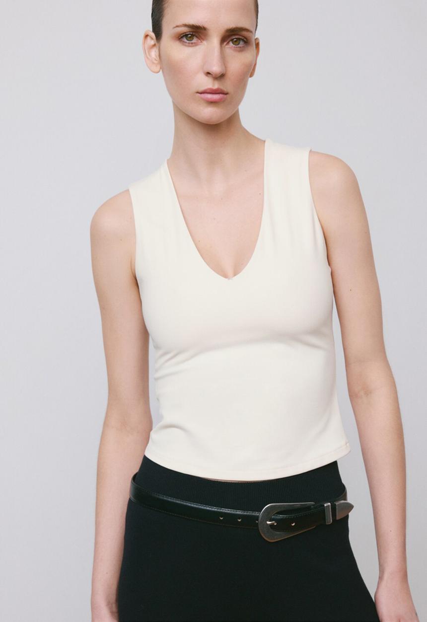 MANGO - Top rayo - light beige