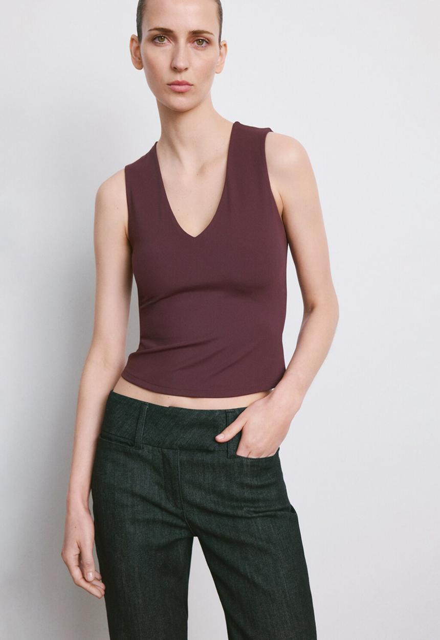 MANGO - Top rayo - dark red