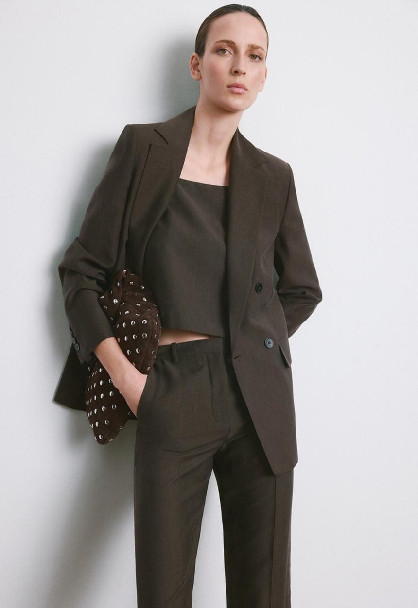 MANGO - Trousers tempo - dark brown