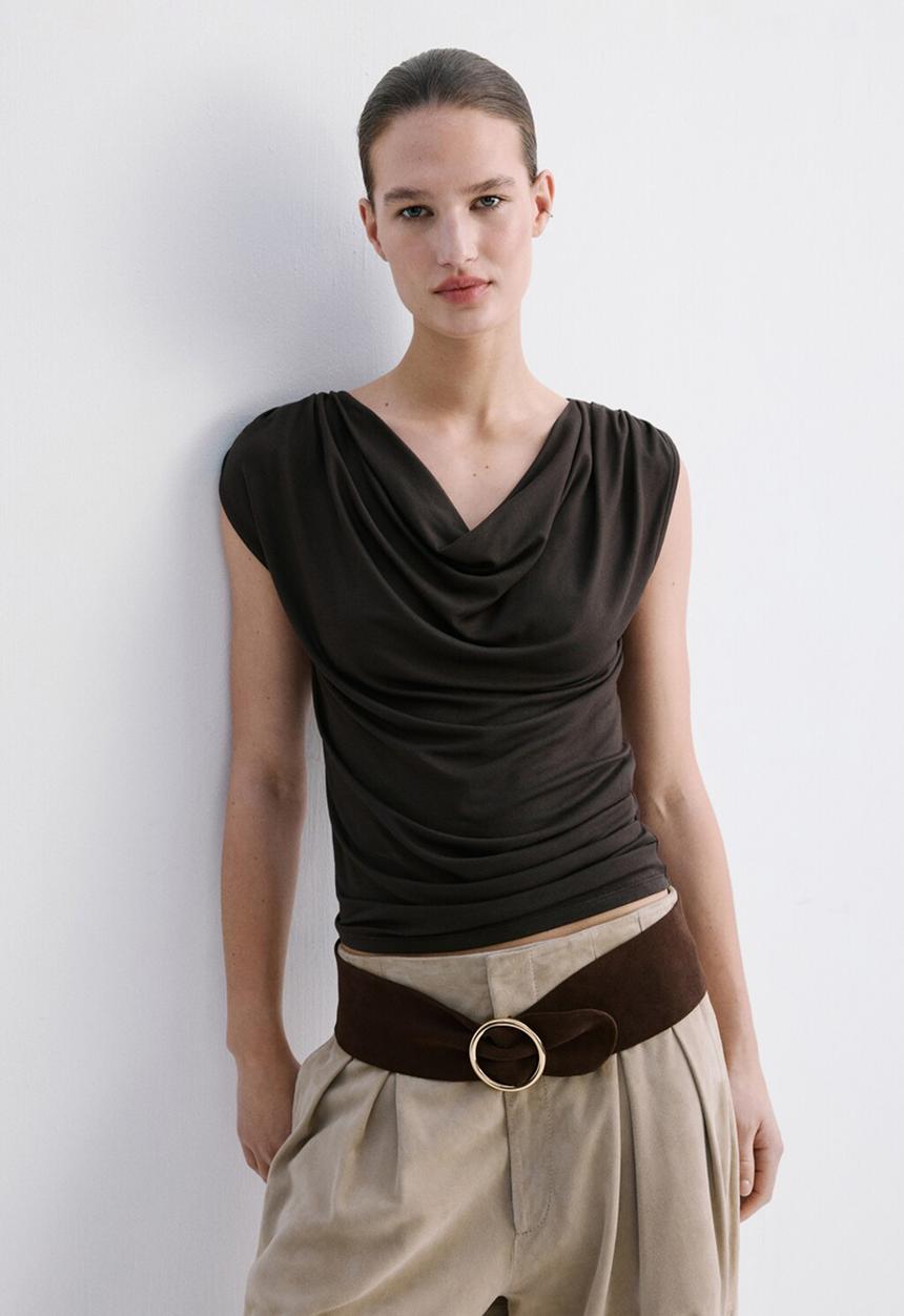 MANGO - T-shirt nice - brown