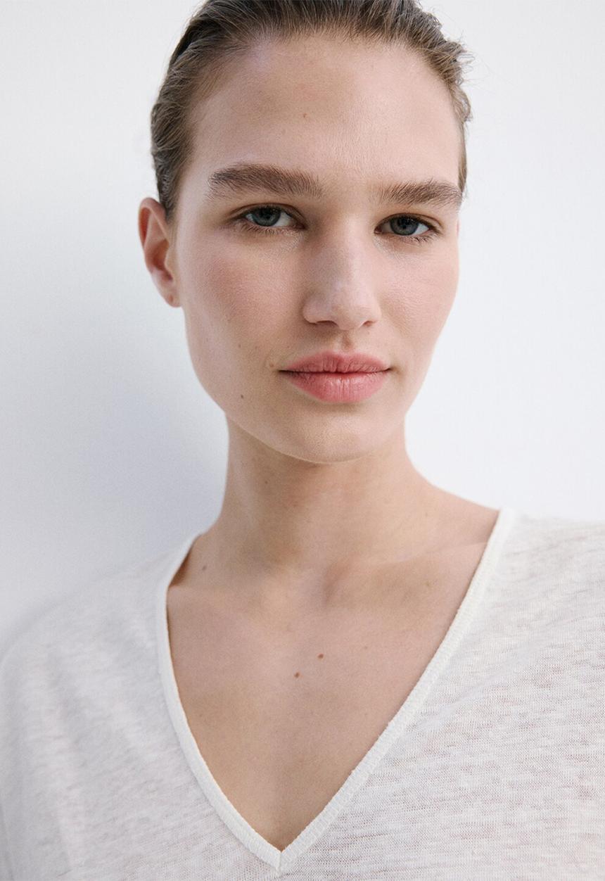 MANGO - T-shirt linito - natural