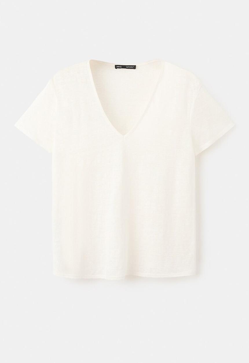 MANGO - T-shirt linito - natural
