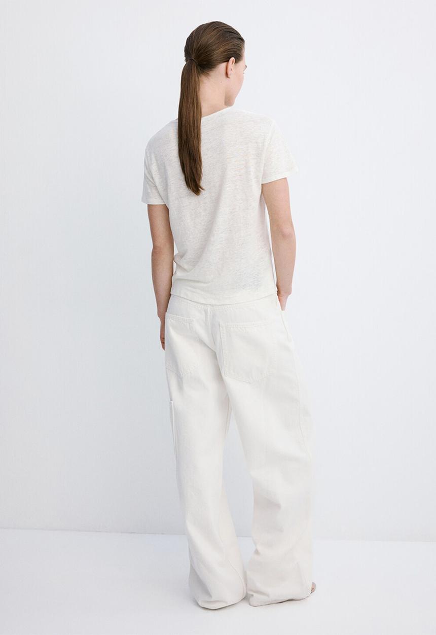 MANGO - T-shirt linito - natural
