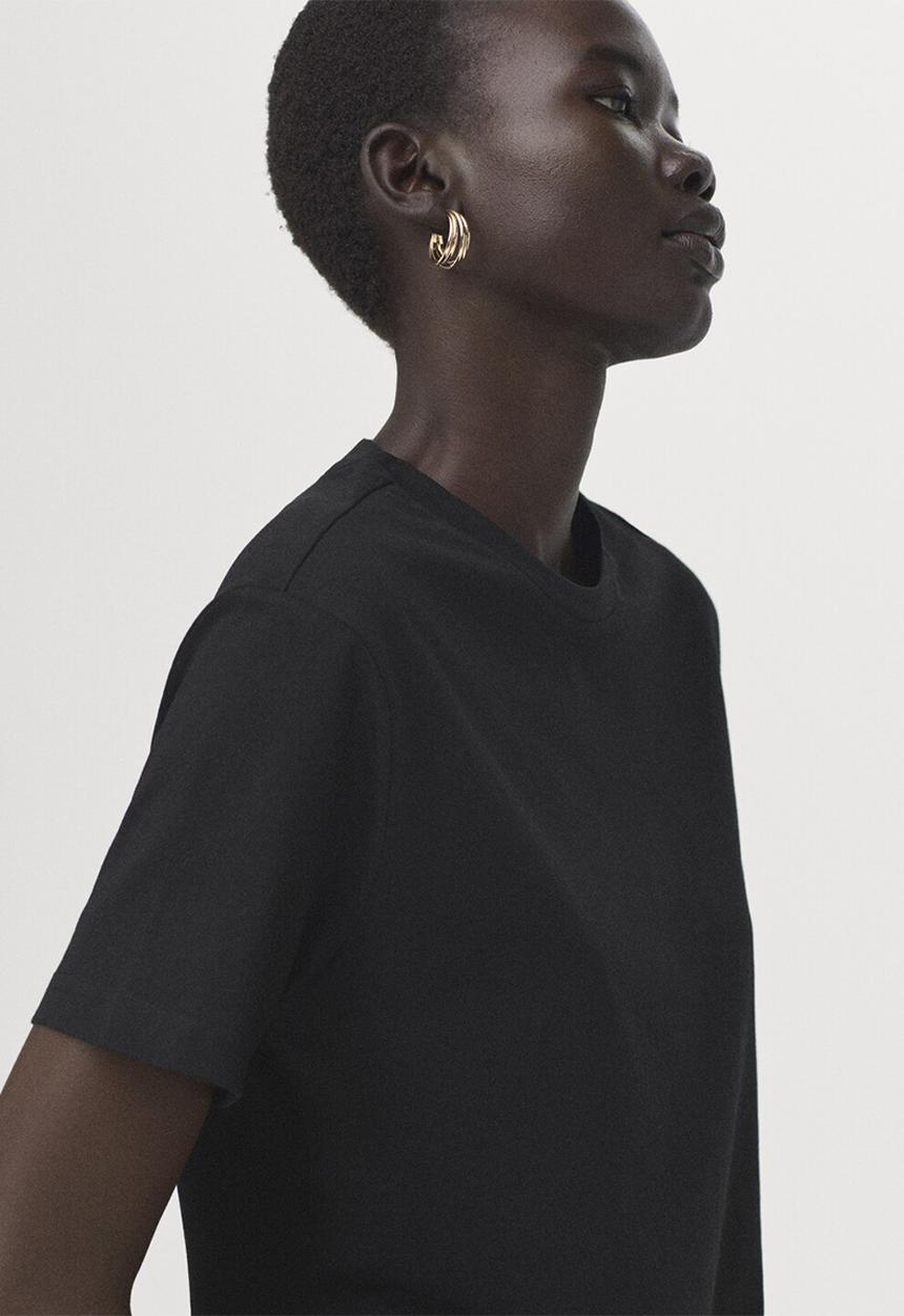 MANGO - T-shirt chals- black