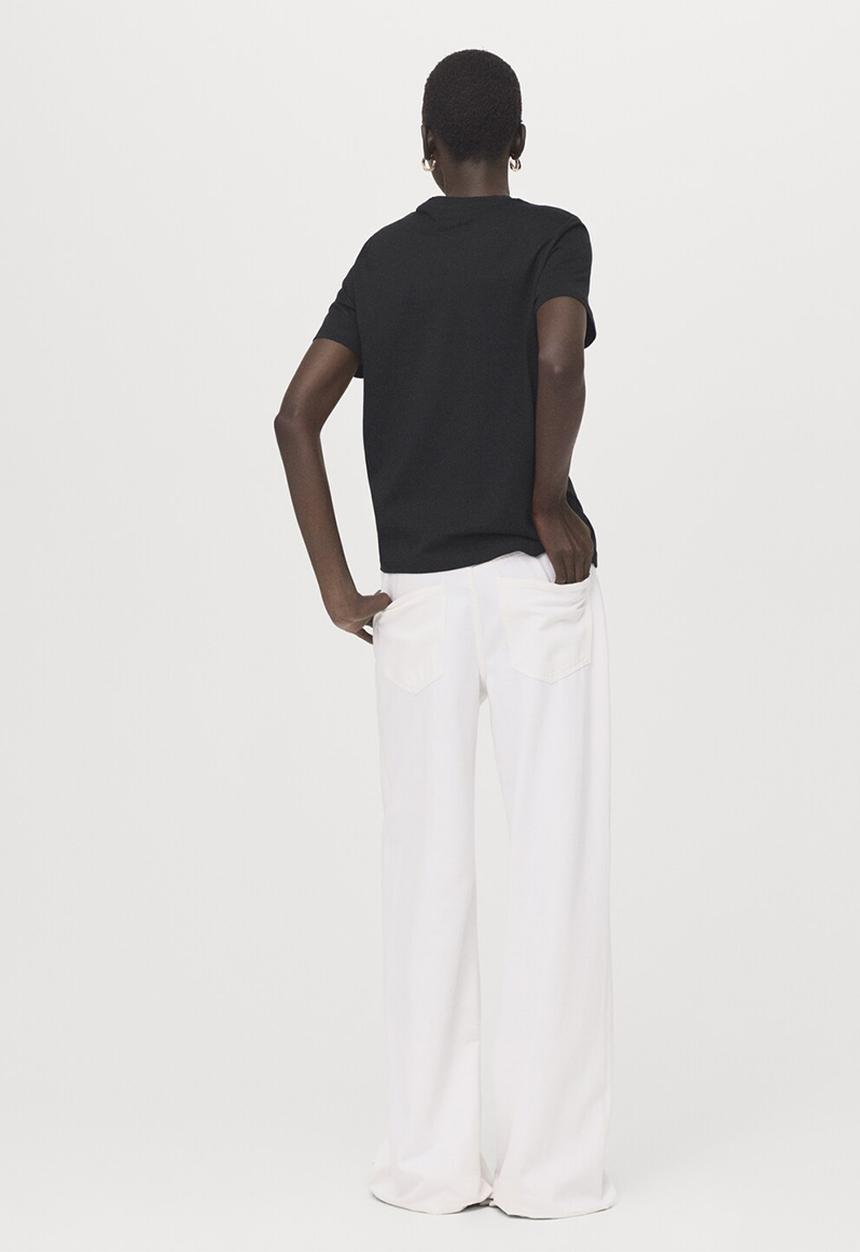 MANGO - T-shirt chals- black