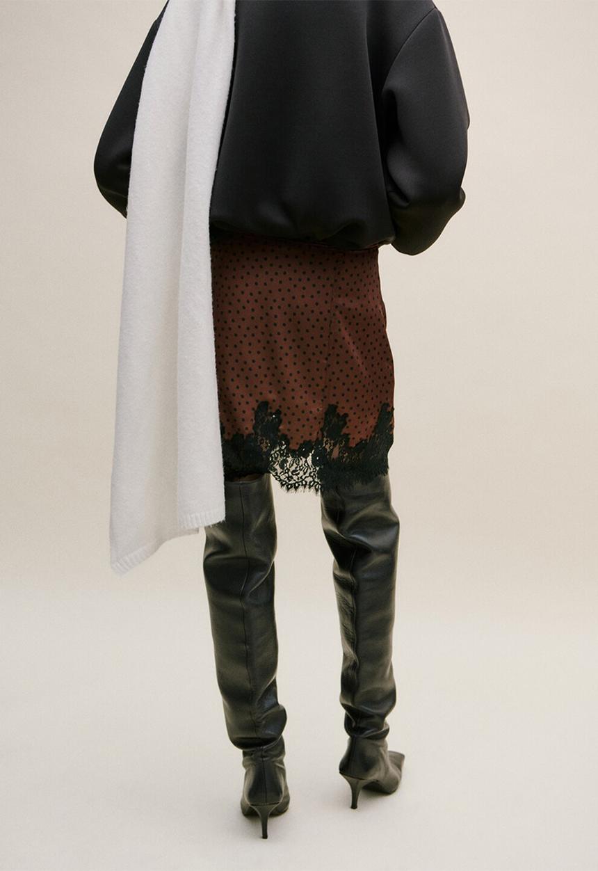 MANGO - Skirt doty- brown
