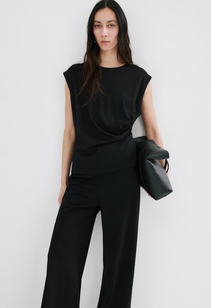 MANGO - Trousers candelo - black