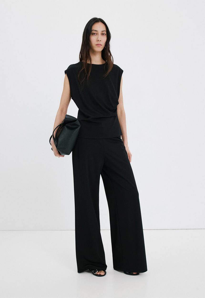 MANGO - Trousers candelo - black