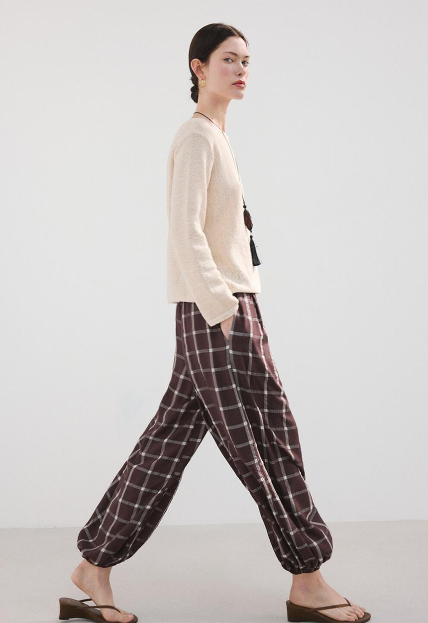 MANGO - Trousers marmol - dark red