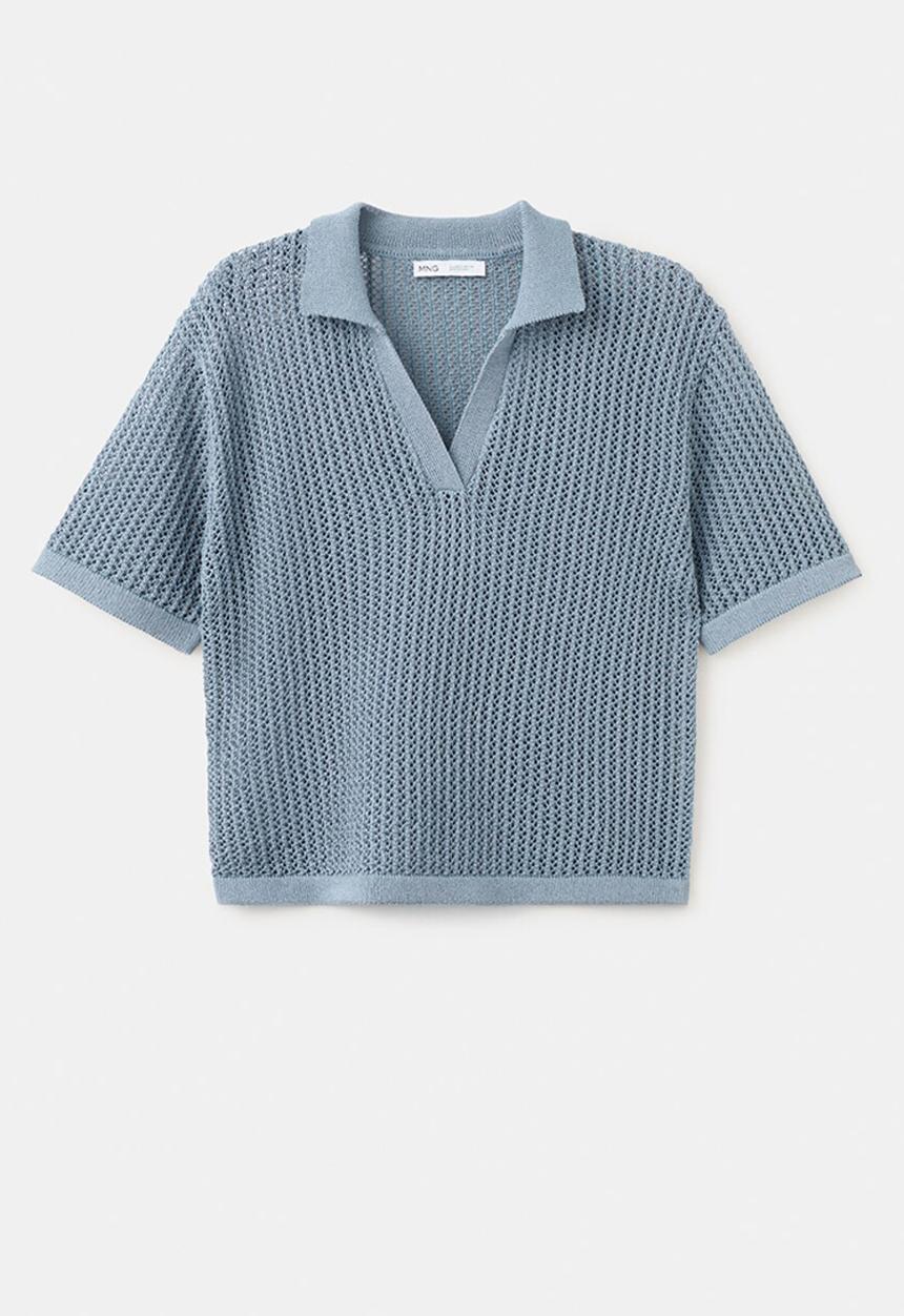 MANGO - Sweater orange - light/pastel blue