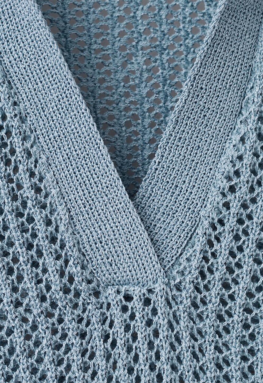 MANGO - Sweater orange - light/pastel blue