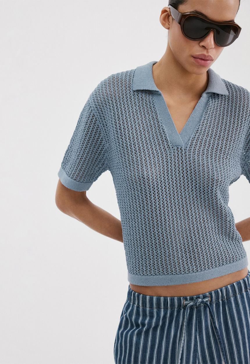 MANGO - Sweater orange - light/pastel blue