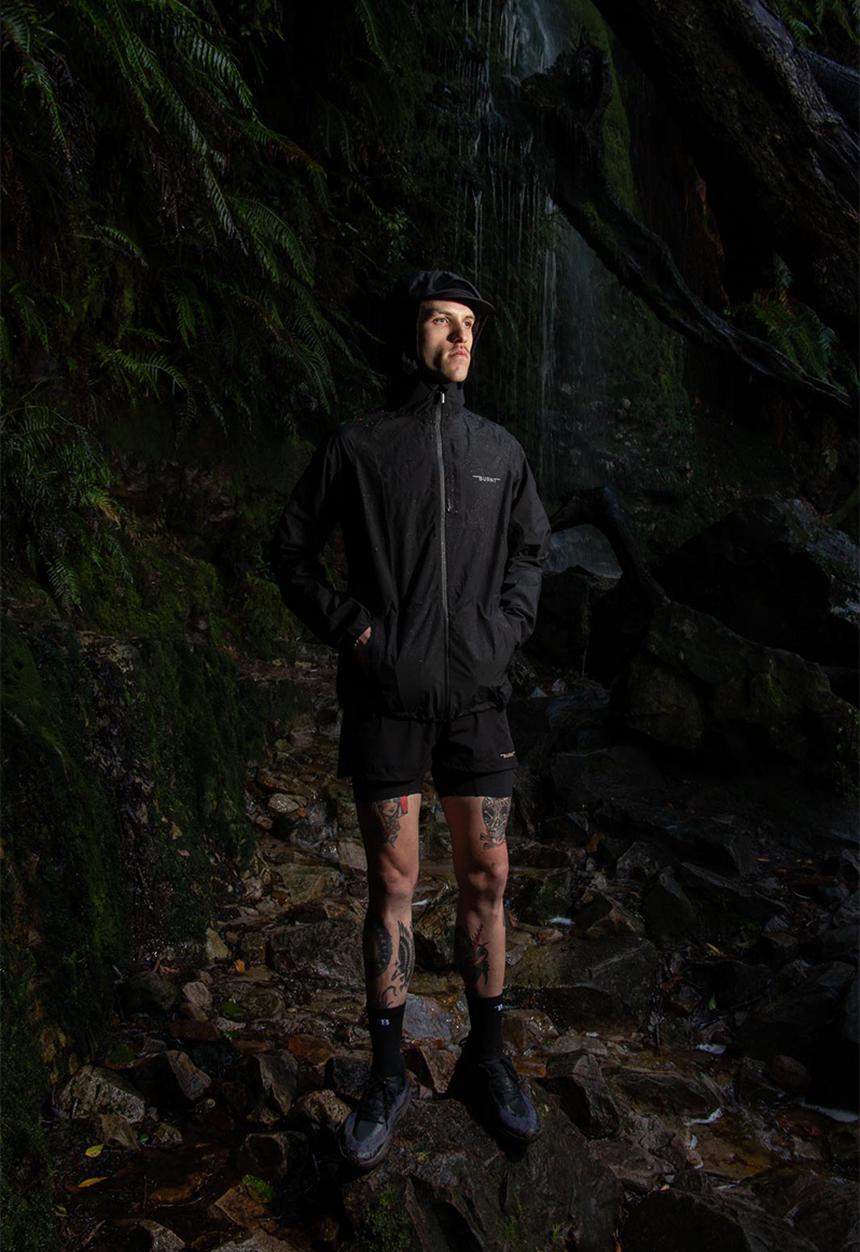 Burnt  - Fundamental men's waterproof jacket - black