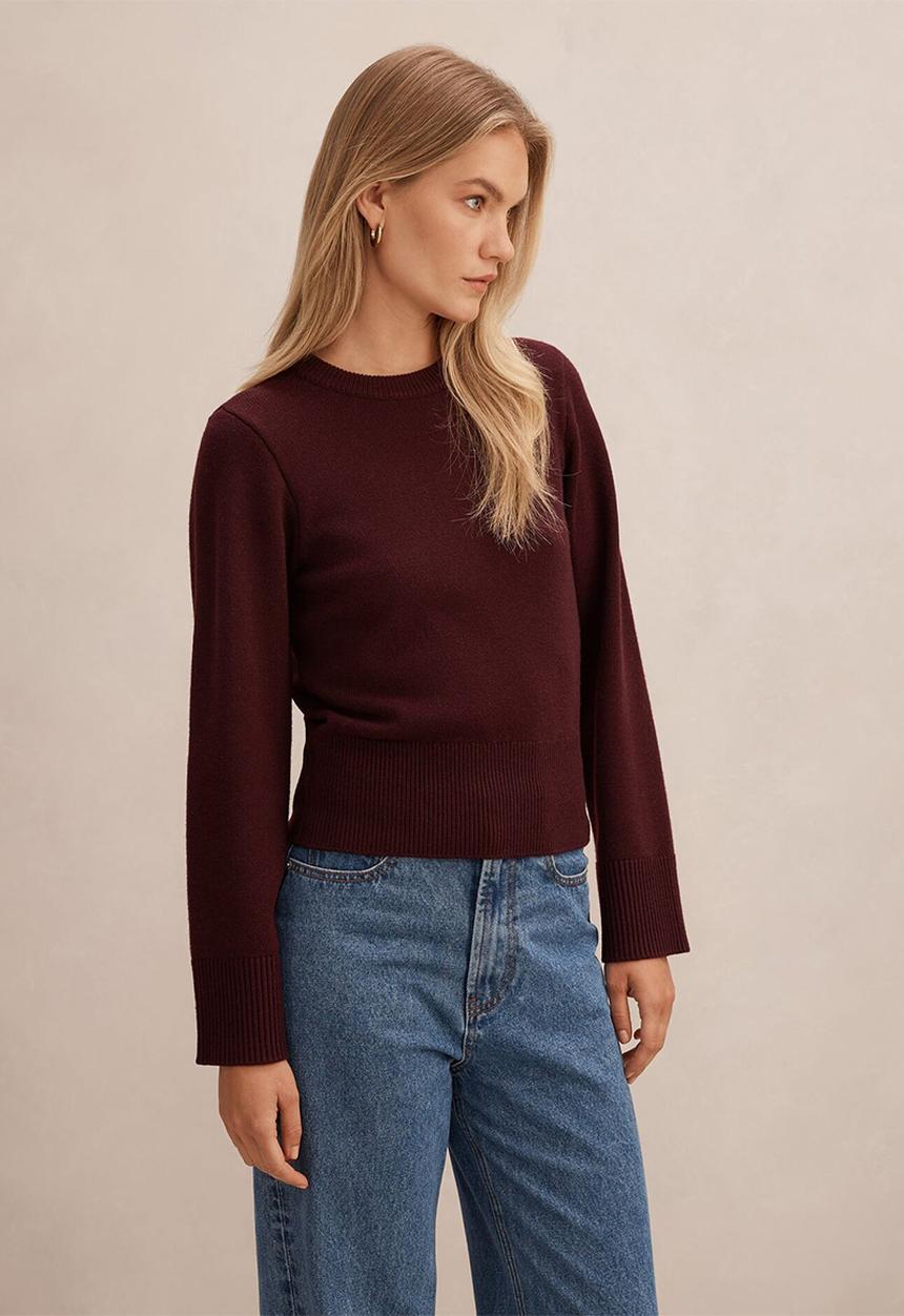 Forever New - Ella Wide Sleeve Sweater in Deep Wine