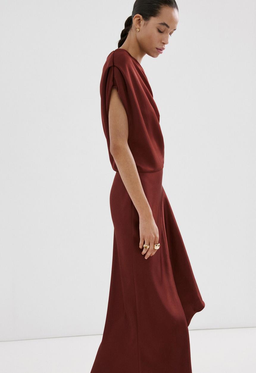 MANGO - Dress mery3 - dark red