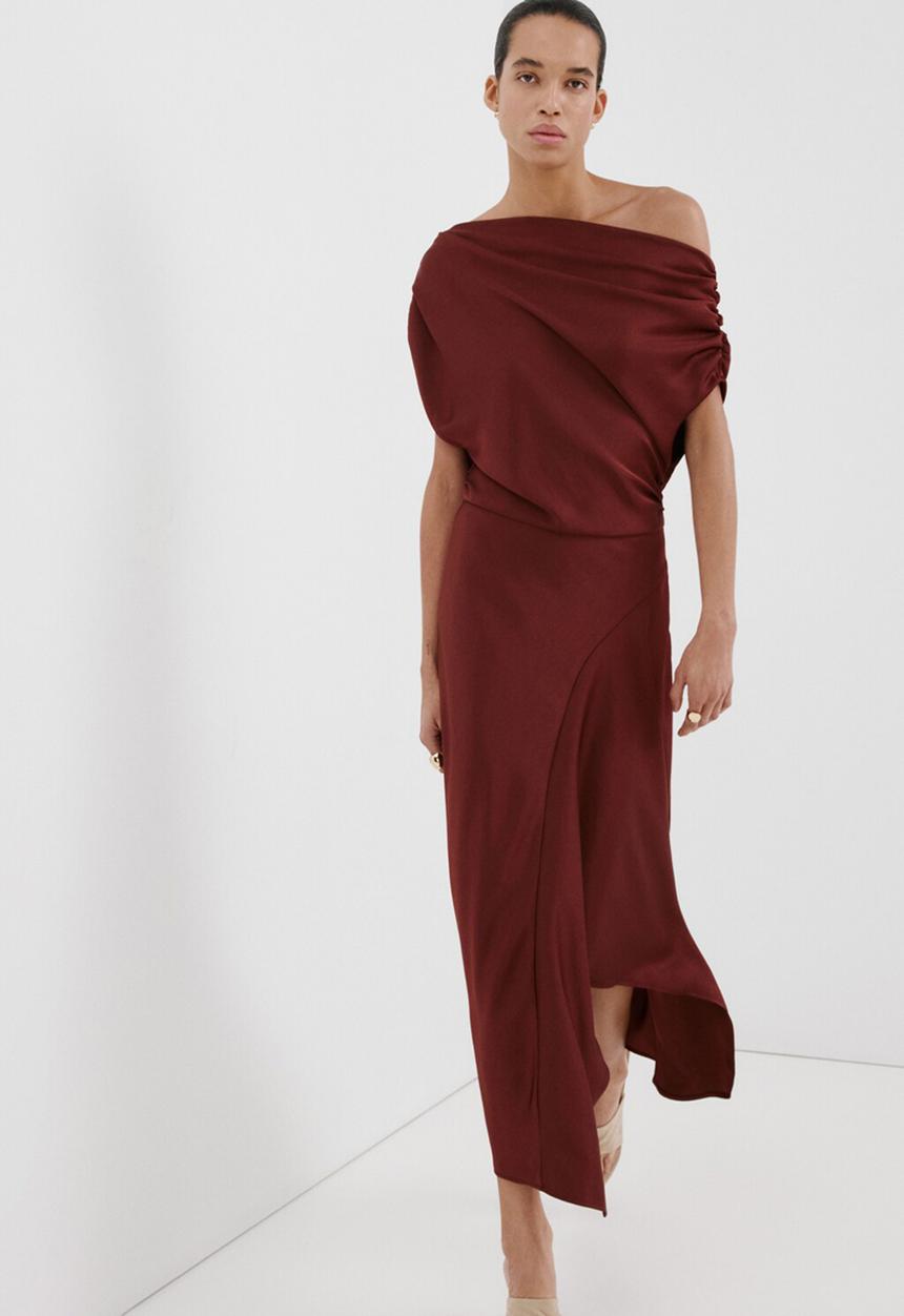 MANGO - Dress mery3 - dark red