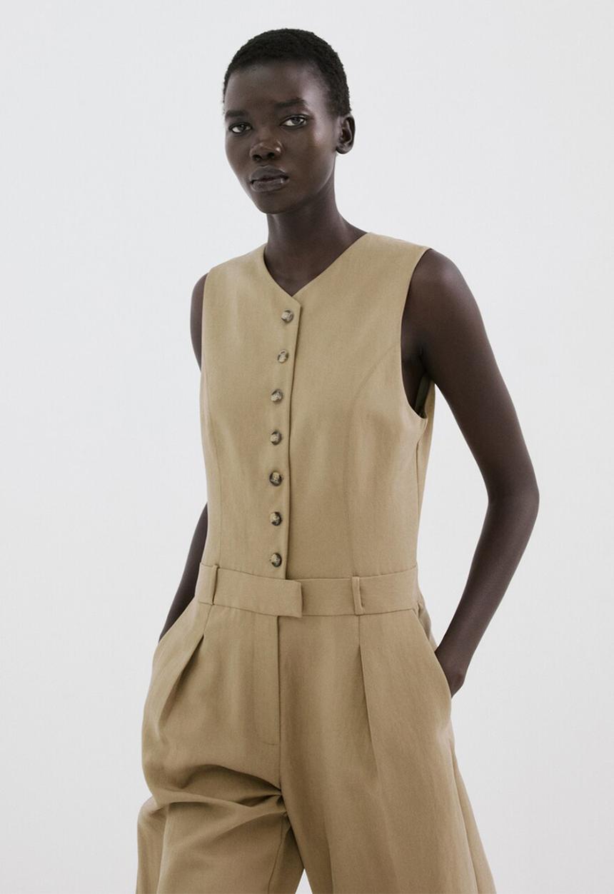 MANGO - Jumpsuit cole - beige/khaki