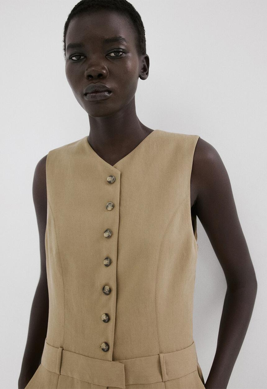 MANGO - Jumpsuit cole - beige/khaki