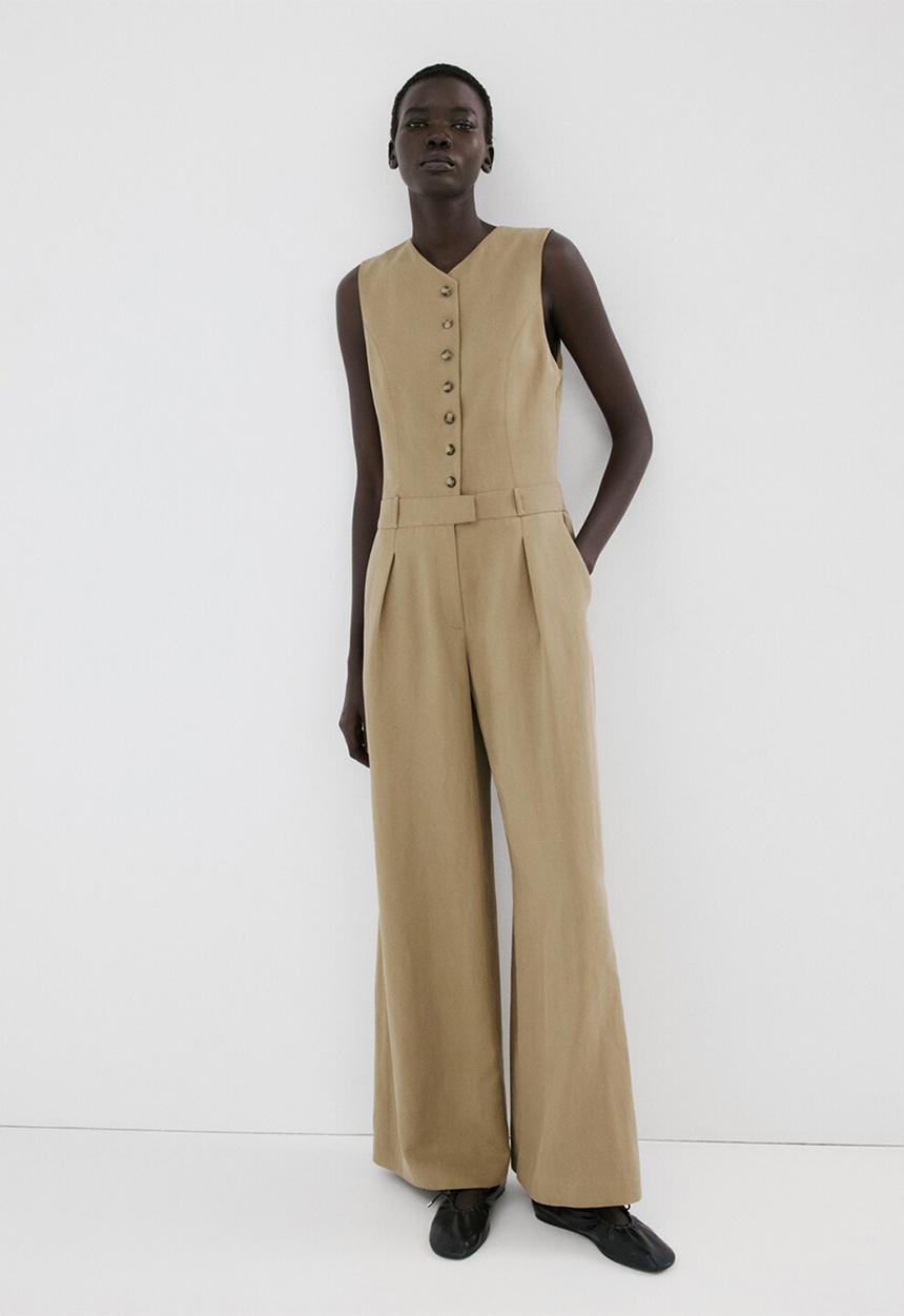 MANGO - Jumpsuit cole - beige/khaki