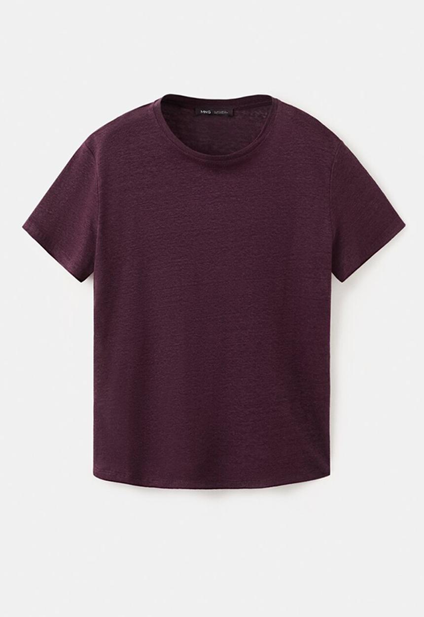 MANGO - T-shirt lina - dark red