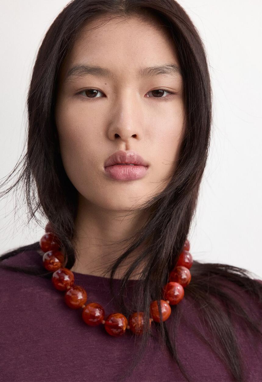 MANGO - T-shirt lina - dark red