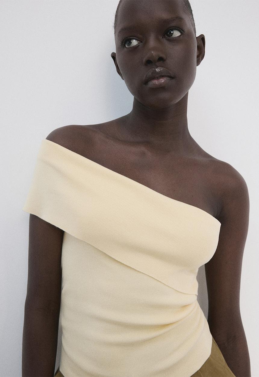 MANGO - Top gabriete - light pastel yellow