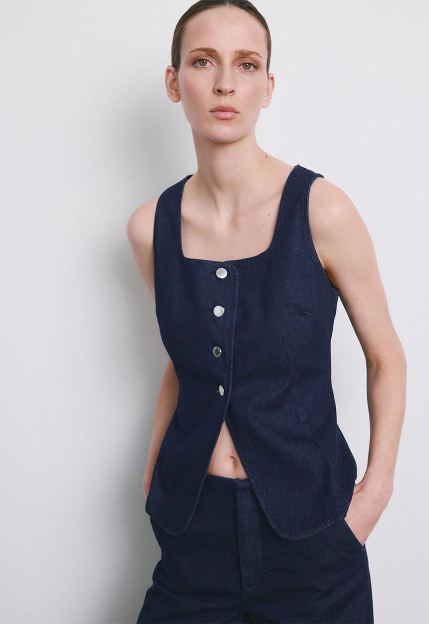 MANGO - Top avery - open blue