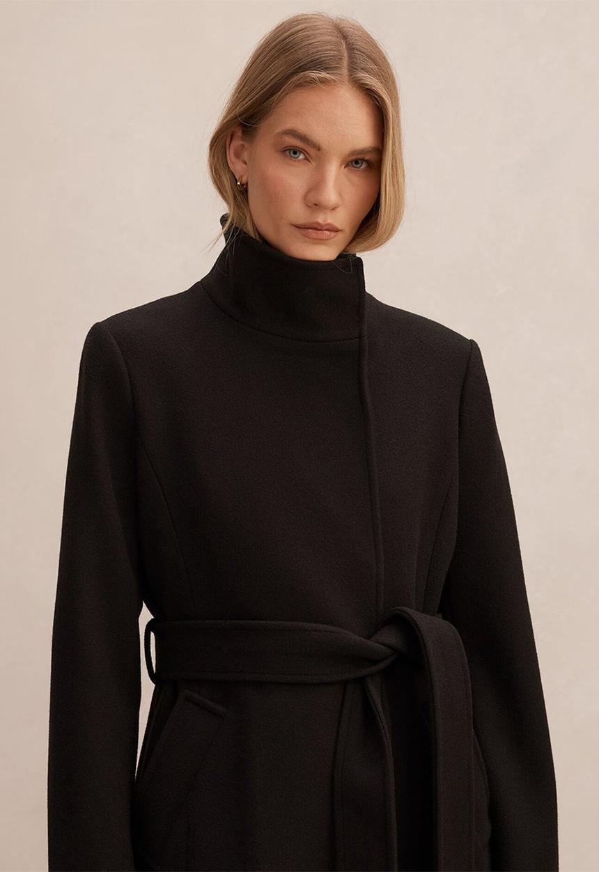 Forever New - Phoebe Funnel Neck Coat in Black