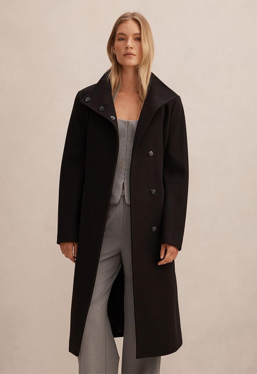 Forever New - Phoebe Funnel Neck Coat in Black
