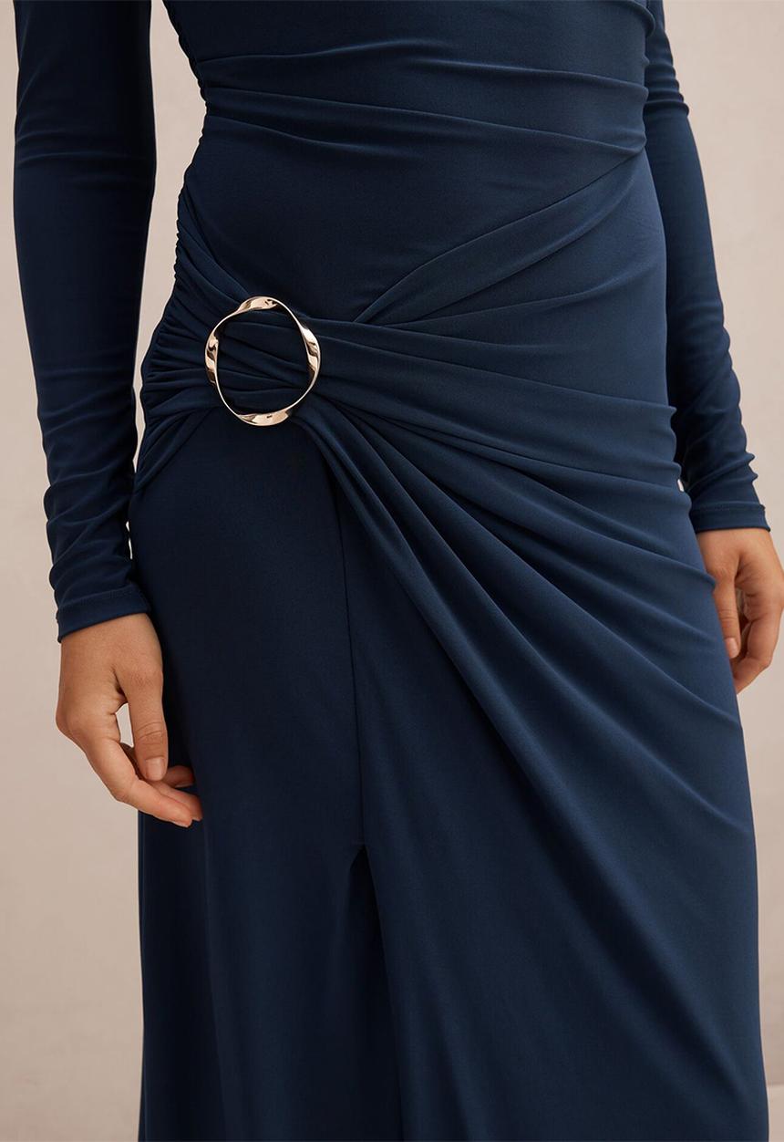 Forever New - Kingsley Hardware Jersey Midi Dress in Evening Navy