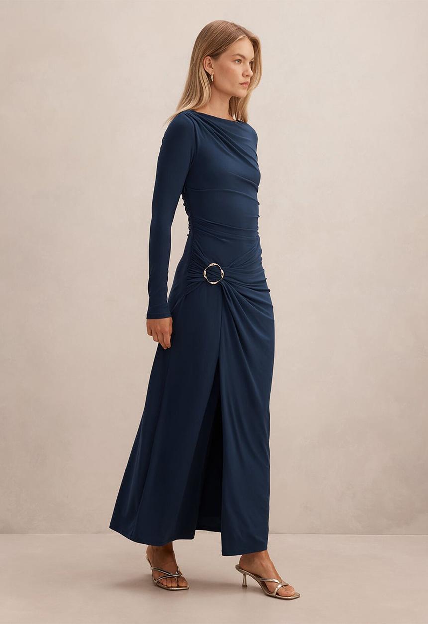 Forever New - Kingsley Hardware Jersey Midi Dress in Evening Navy