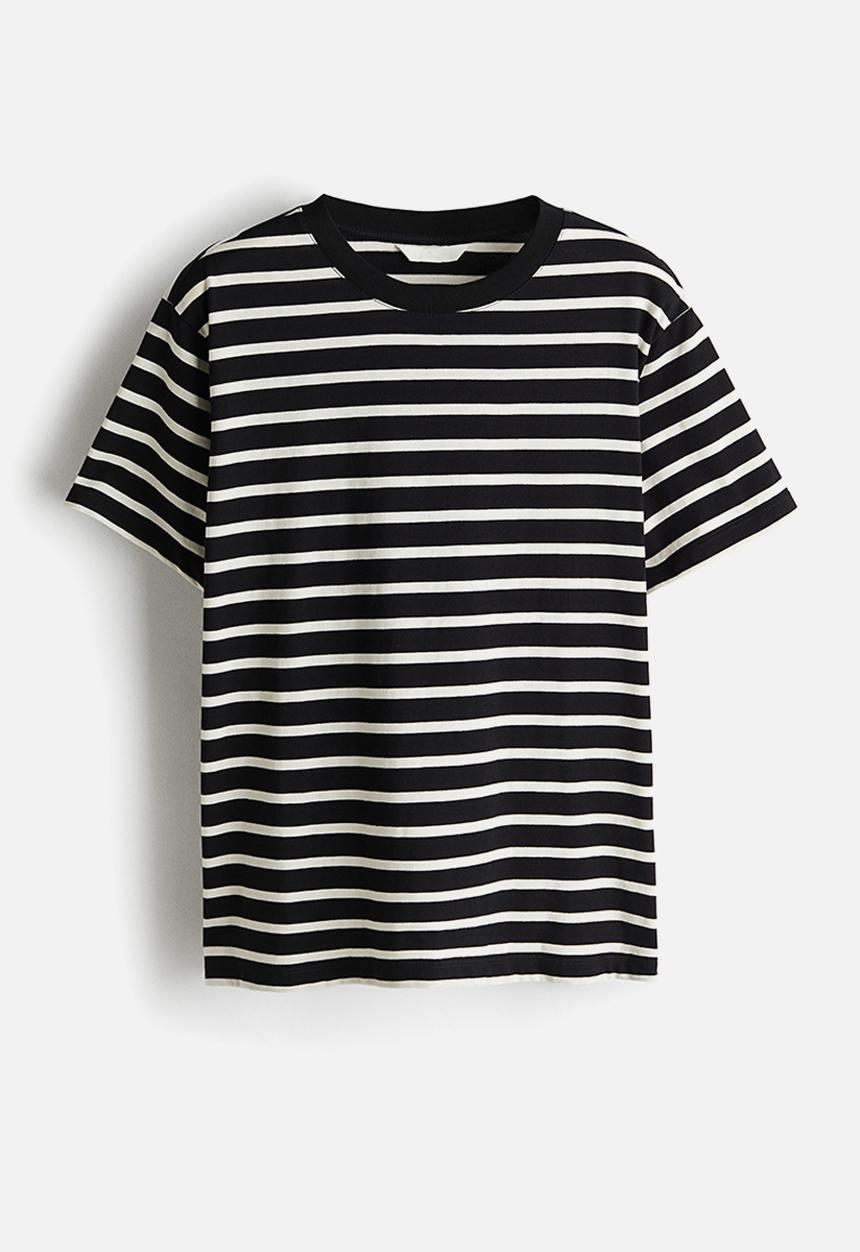 H&M - Cotton t-shirt - black/white striped