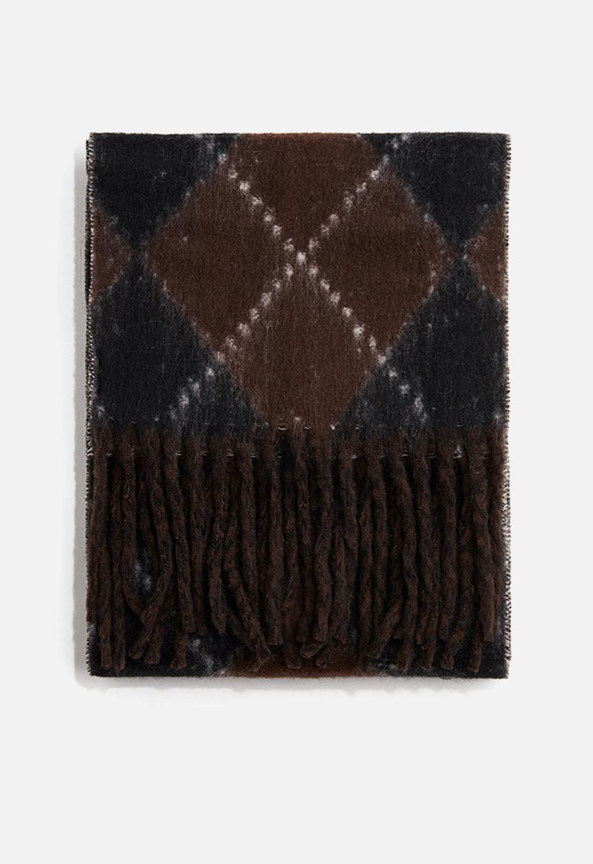H&M - Fringed scarf - brown/checked