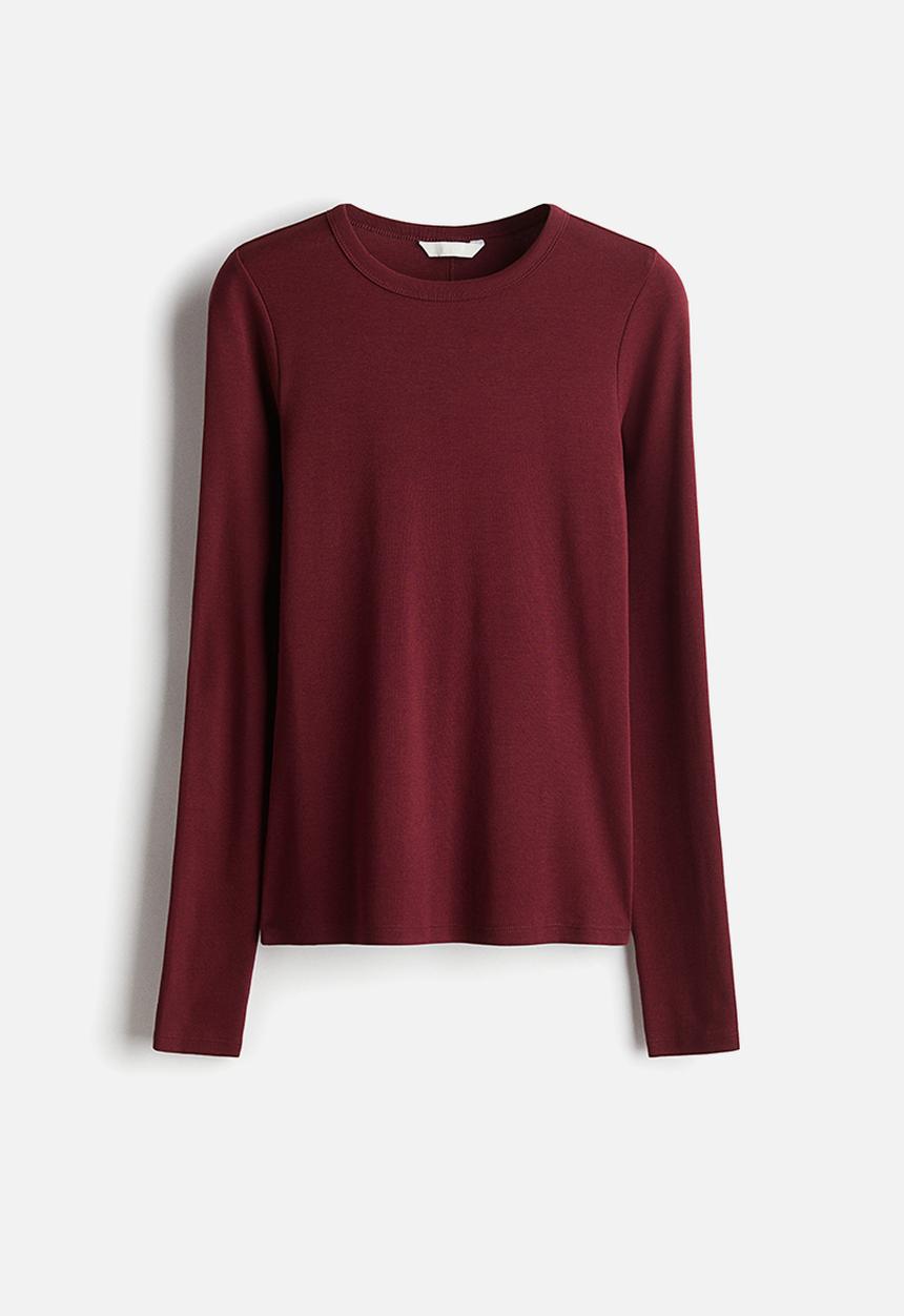 H&M - Long-sleeved jersey top - burgundy