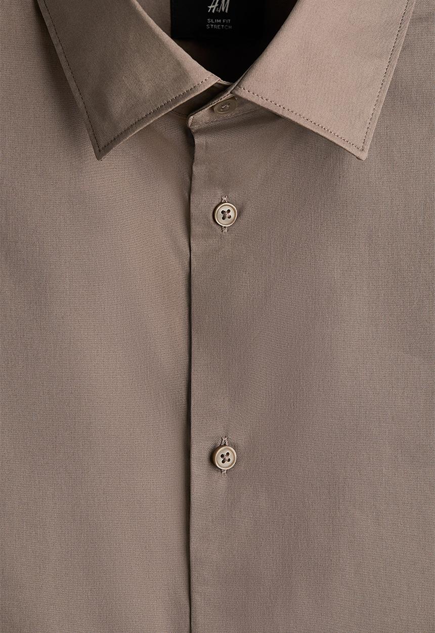 H&M - Slim fit stretch shirt - dark beige