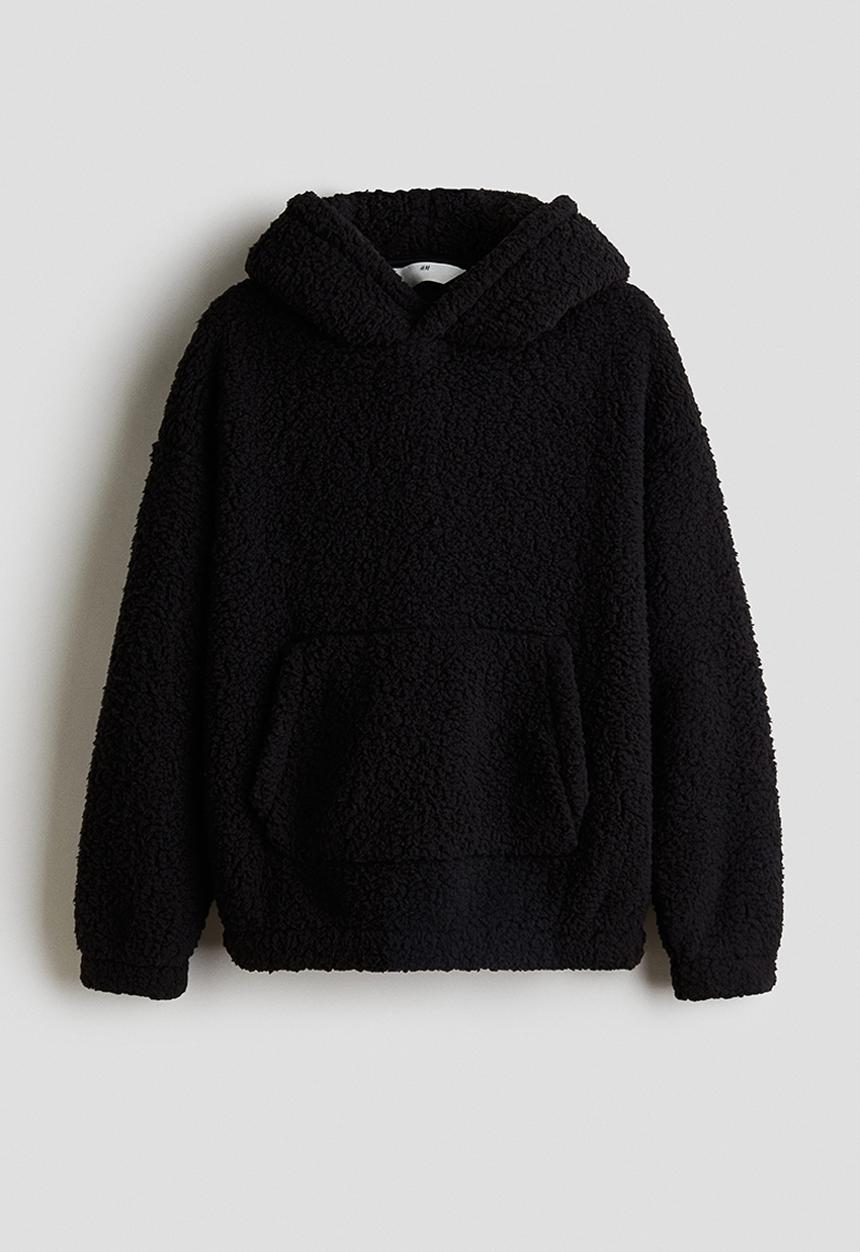 H&M - Teddy hoodie - black