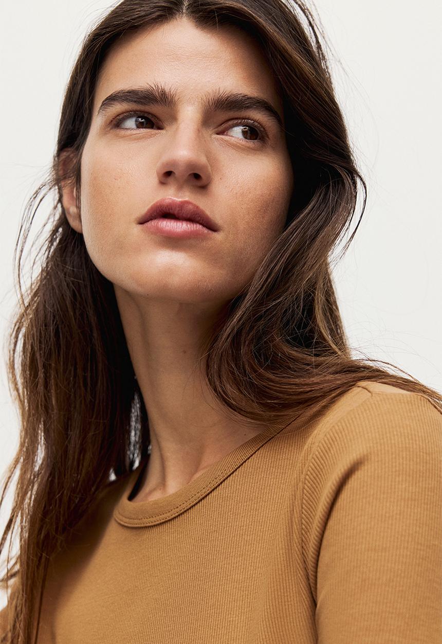 H&M - Ribbed cotton top - light brown